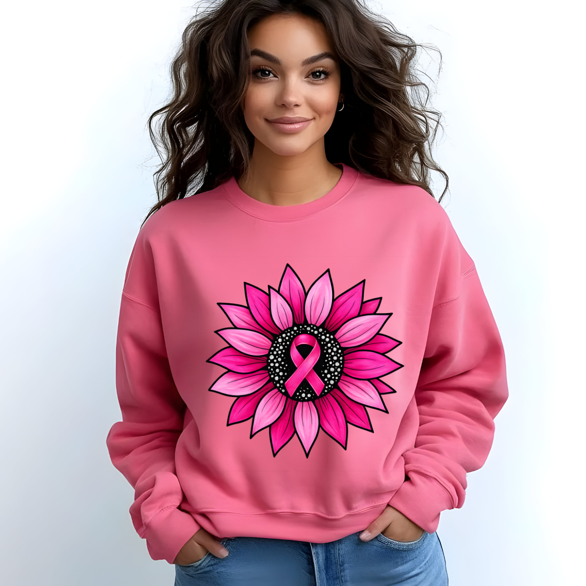 Pink Sunflower Breast Cancer Awareness Sweatshirt β Support Hope & Strength Crewneck β October Awareness Gift for Women