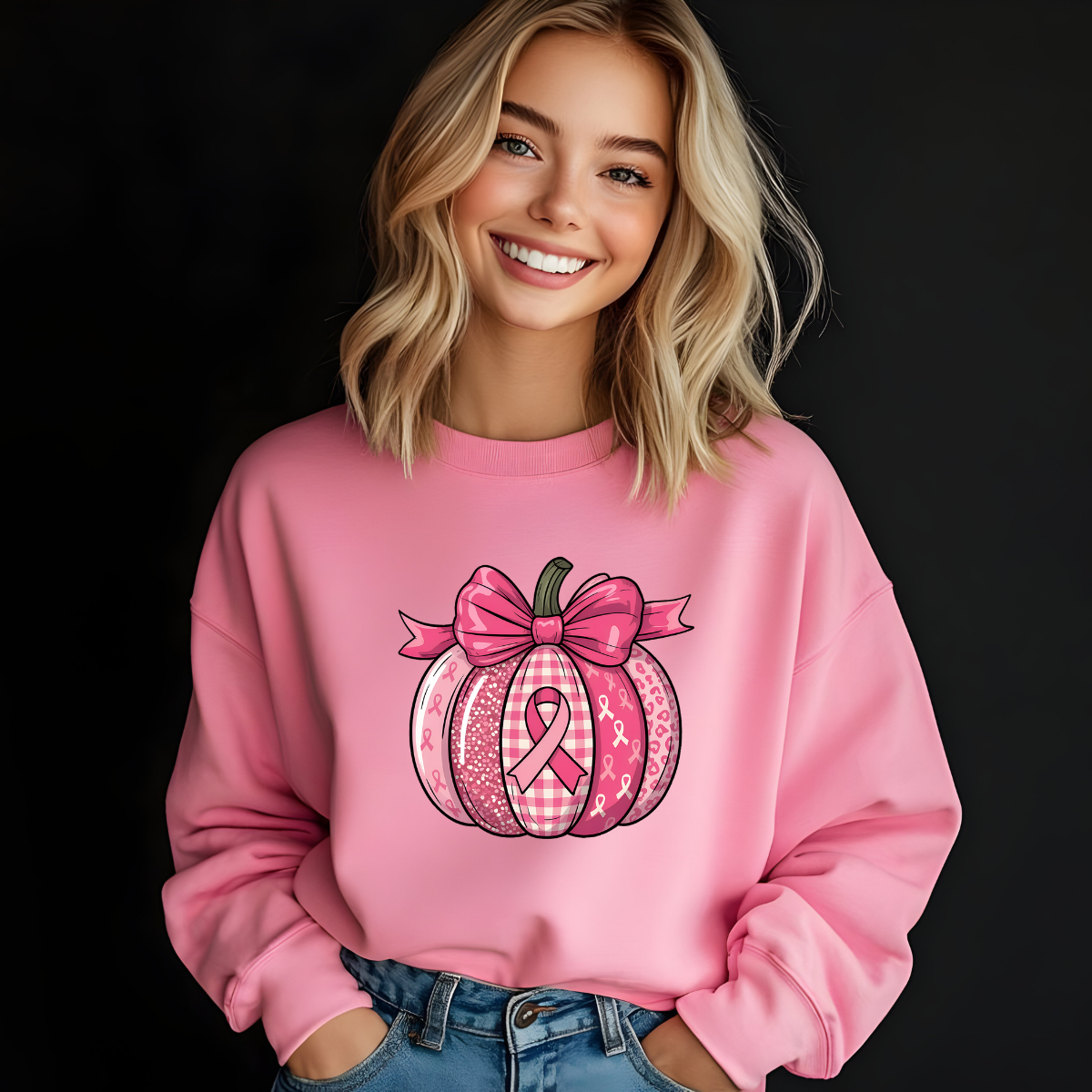 π Pink Ribbon Pumpkin Sweatshirt β Breast Cancer Awareness Fall Apparel