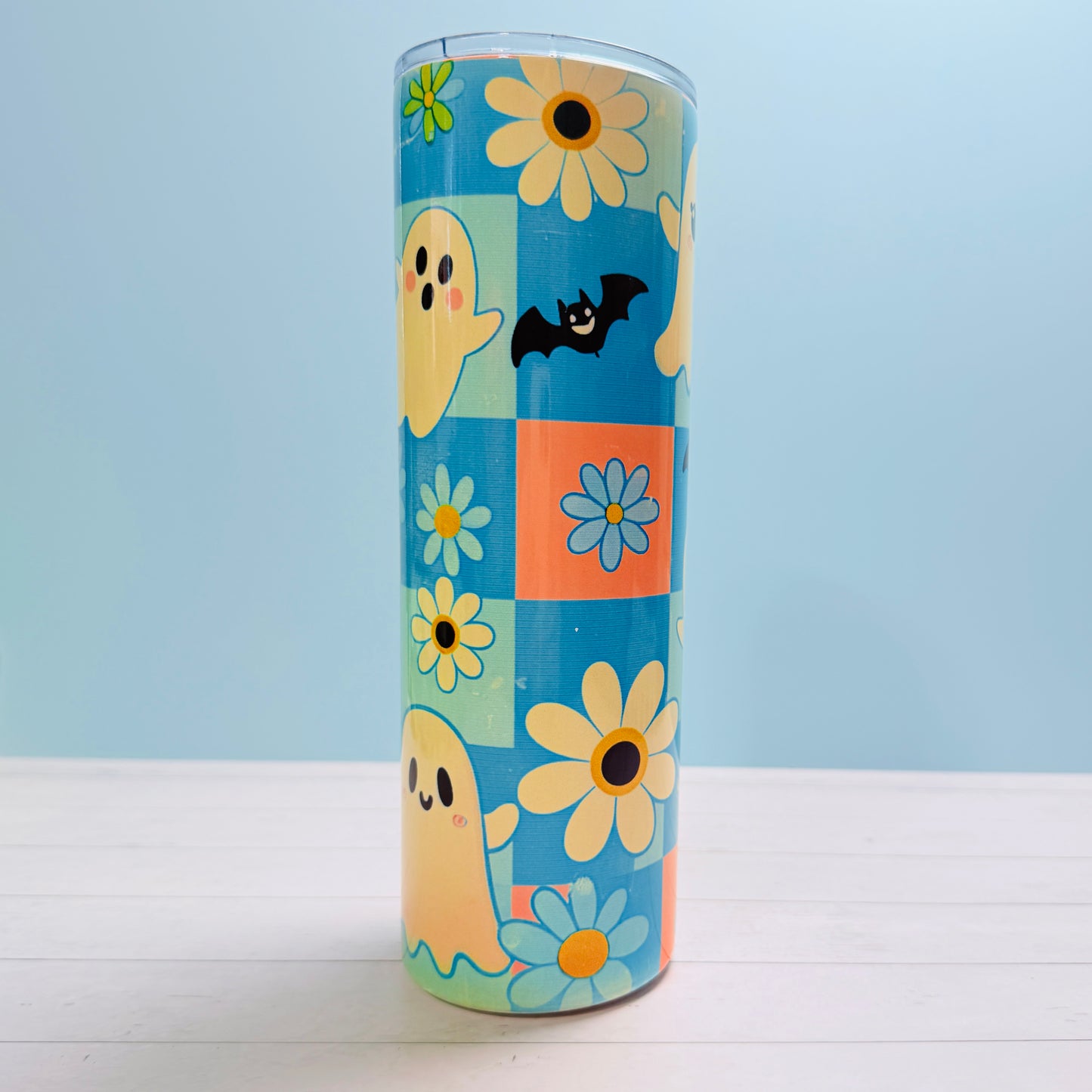 π» 30oz Sublimated Tumbler β Ghosts, Bats & Daisies Design