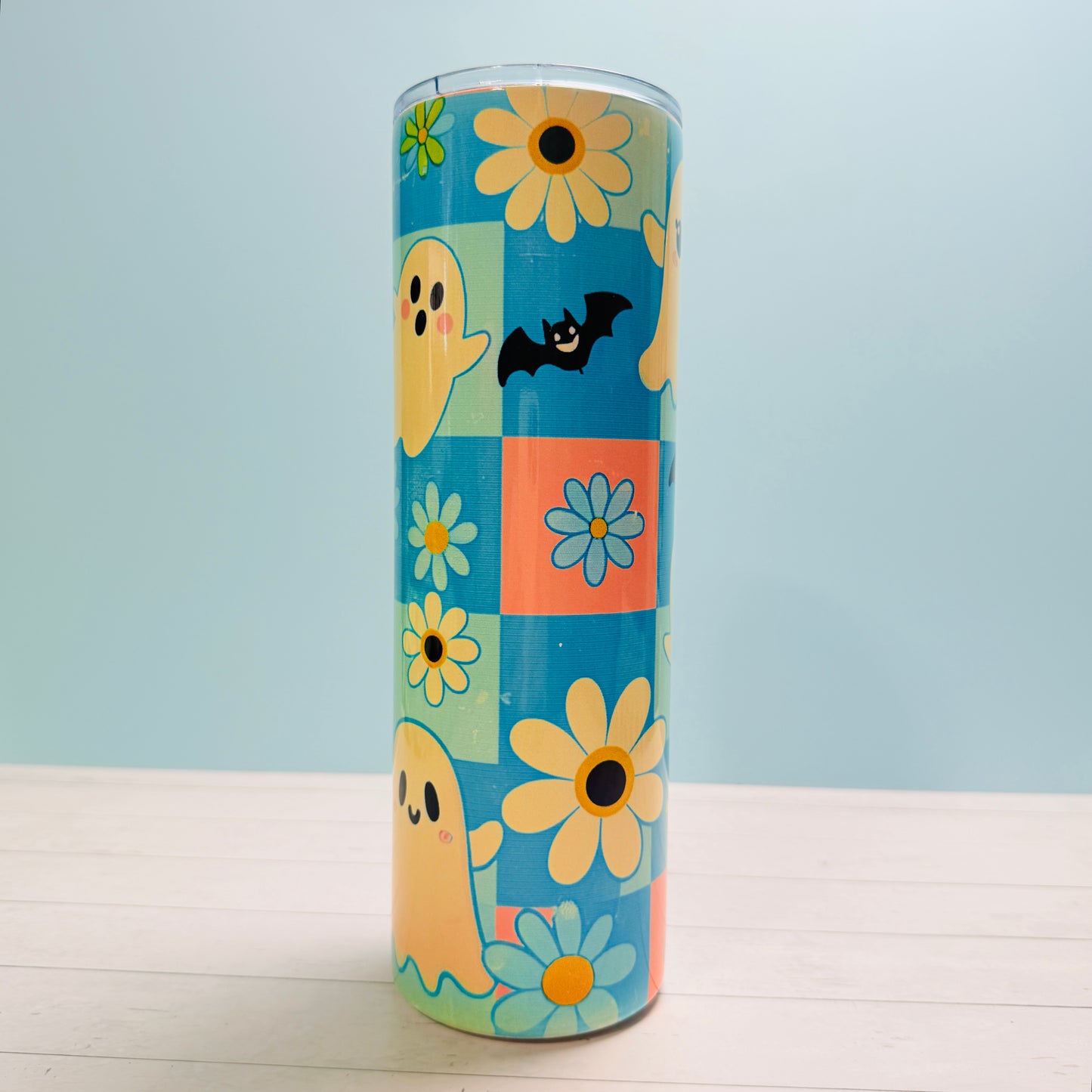 π» 30oz Sublimated Tumbler β Ghosts, Bats & Daisies Design