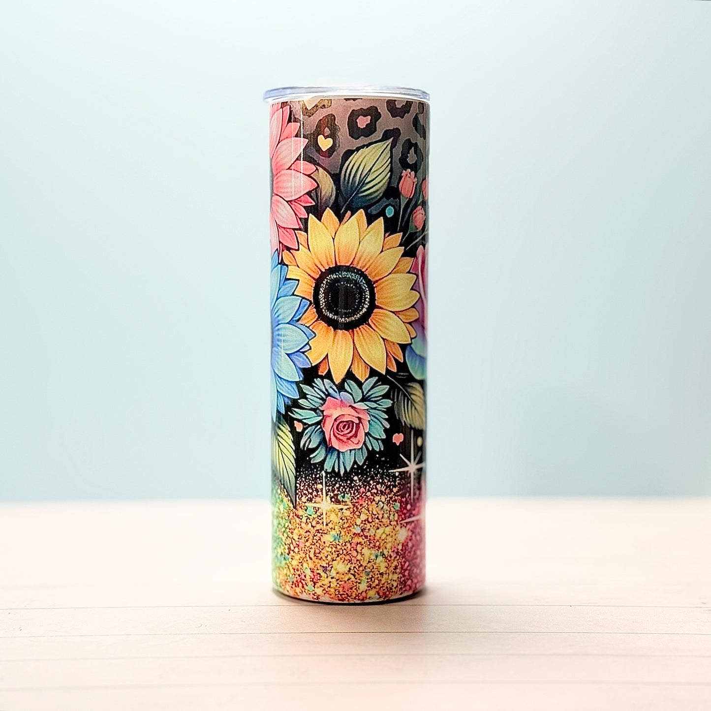 πΈ 30oz Sublimated Tumbler β Colorful Sunflower & Glitter Design