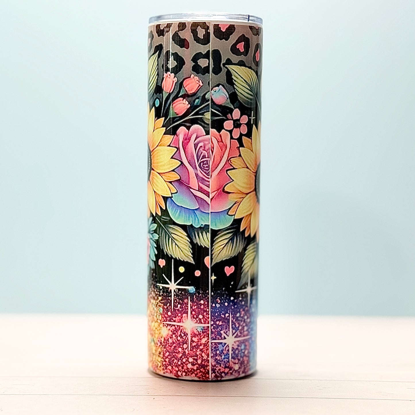 πΈ 30oz Sublimated Tumbler β Colorful Sunflower & Glitter Design