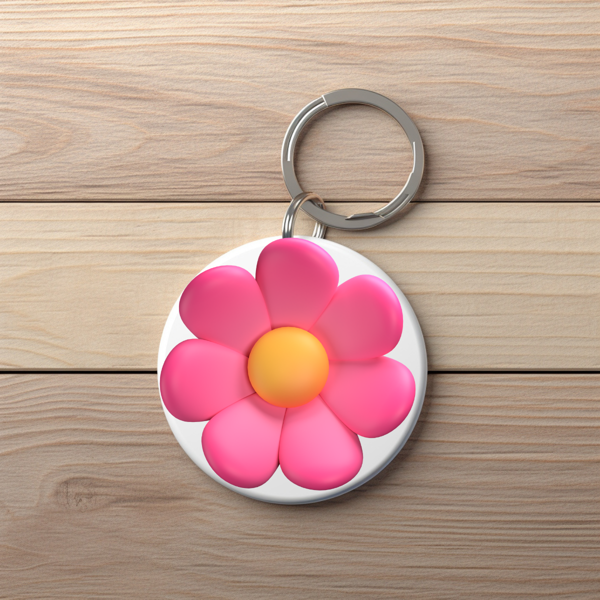 Double-Sided Acrylic Keychain – Pink & Green Daisy Design