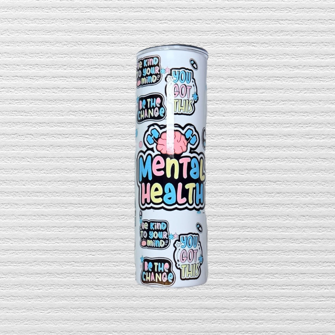 💚 30oz Stainless Steel Sublimated Tumbler – Mental Health Affirmations Design