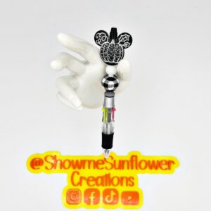 Black Mickey Pumpkin Head Beaded Pen