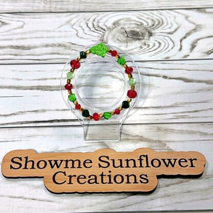 Glass Christmas Tree Beaded Bracelet