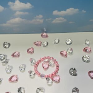 Pink Glass Heart Charm Bracelet - Image 4