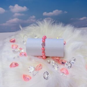Pink Glass Heart Charm Bracelet - Image 2